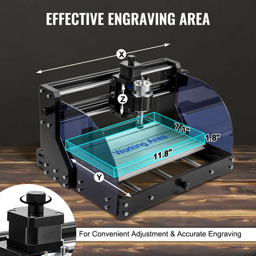 VEVOR CNC 3018 Pro CNC Router 300×180×45 mm CNC Machine 2.5W GRBL Control Mini Laser Engraver with Offline Controller 3 Axis Laser Engraving Machine for Carving Milling Plastic, Acrylic, PVC, Wood