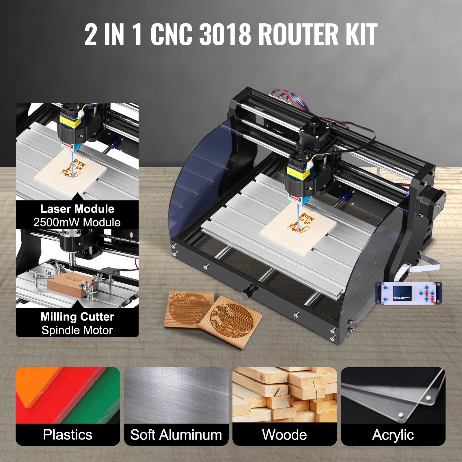 CNC 3018 Pro CNC Router 2.5W Laser, 3 Axis, GRBL Control, Laser Engraver Machine