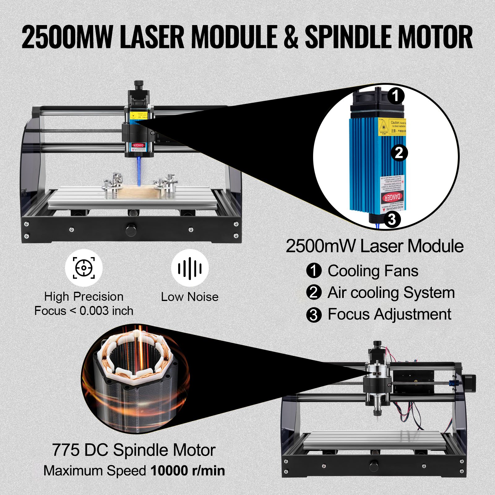 CNC 3018 Pro CNC Router 2.5W Laser, 3 Axis, GRBL Control, Laser Engraver Machine