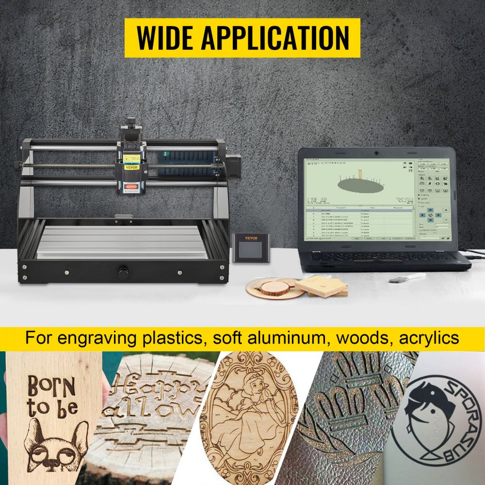 VEVOR CNC 3018 Pro CNC Router 300×180×45 mm CNC Machine 5.5W GRBL Control Mini Laser Engraver with Offline Controller 3 Axis Laser Engraving Machine for Carving Milling Plastic, Acrylic, PVC, Wood
