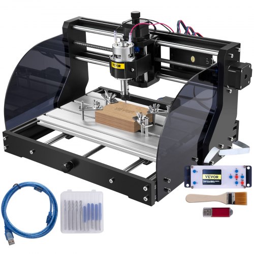 VEVOR CNC Router Machine 3018 CNC 3018-PRO 3 Axis PCB Milling Machine Wood Router Engraver GRBL Control DIY Engraving CNC Machine with Offline Controller and ER11 and 5mm Extension Rod(300x180x45mm)