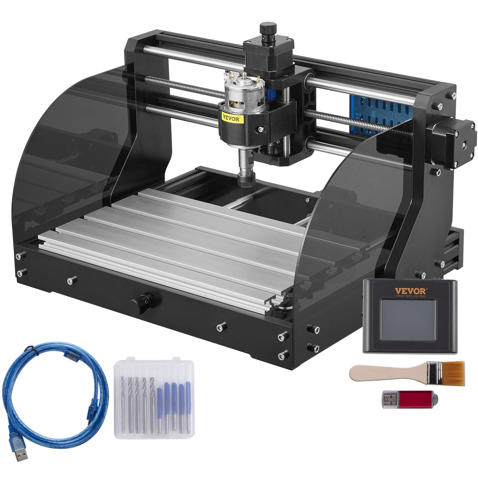 VEVOR CNC Router Machine 3018 CNC 3018-PRO 3 Axis PCB Milling Machine Wood Router Engraver GRBL Control DIY Engraving CNC Machine with Offline Controller and ER11 and 5mm Extension Rod(300x180x45mm)