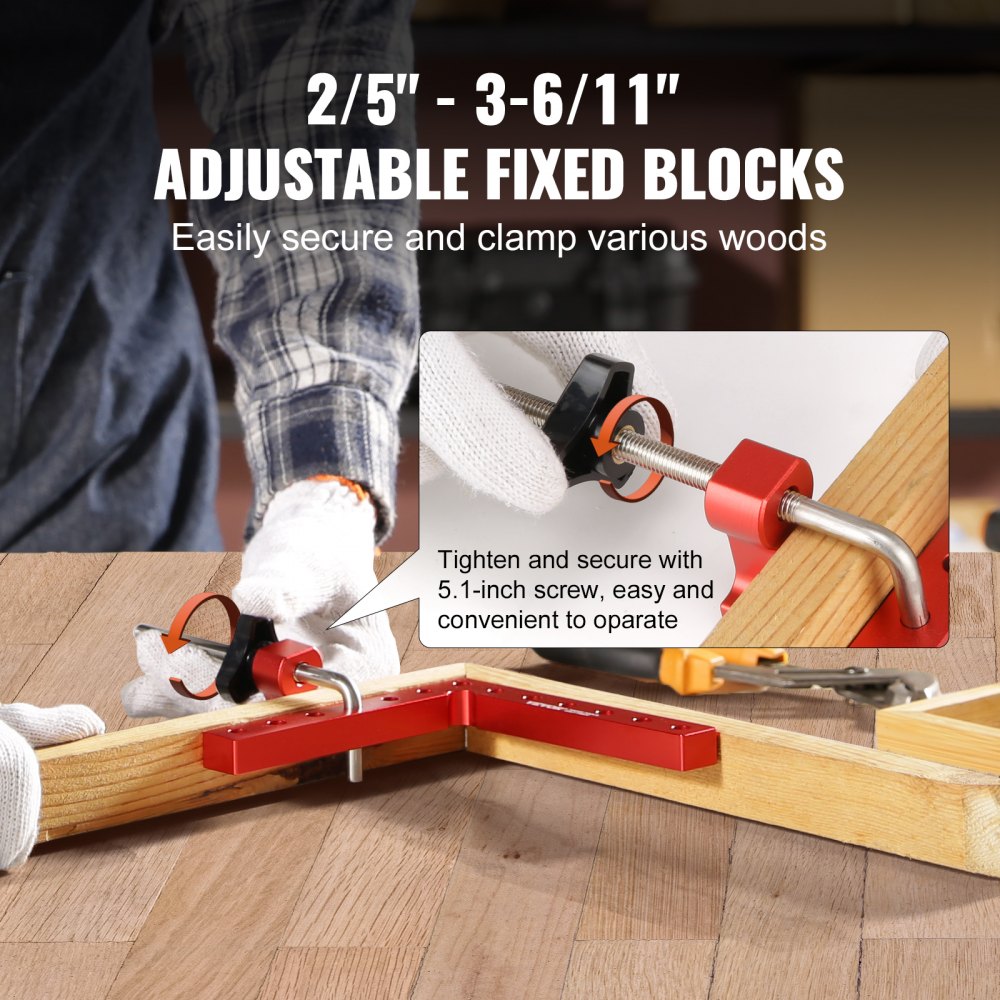 VEVOR 90 Degree Positioning Squares, 5.5" x 5.5" Right Angle Clamps for Woodworking, Aluminum Alloy Corner Clamping Squares for Boxes Cabinets Drawers, 4 Pack