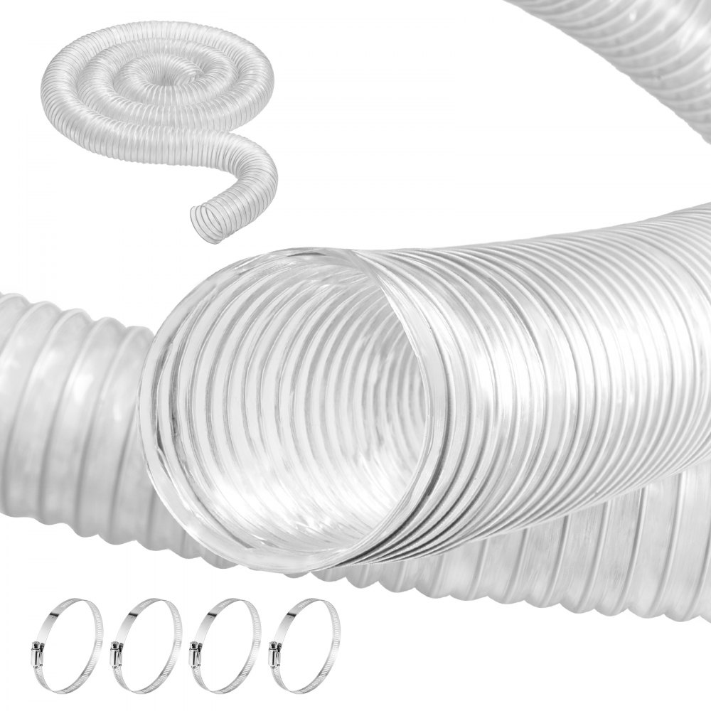 VEVOR 2.5'' x 10' Dust Collection Hose Thickened PVC Flexible Clear Hose