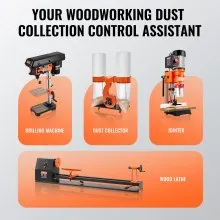 VEVOR Dust Collection Hose, 2.5'' x 20', Thickened PVC Material Puncture-Resistant Flexible Clear Hose with Carbon Steel Wire Coil 4 x 304 Stainless Clamps, for Table Saw, Band Saw, Planer, Jointer