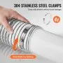 VEVOR Dust Collection Hose, 4'' x 50', Thickened PVC Material Puncture-Resistant Flexible Clear Hose with Carbon Steel Wire Coil 4 x 304 Stainless Clamps, for Table Saw, Band Saw, Planer, Jointer
