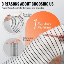 VEVOR Dust Collection Hose, 4'' x 50', Thickened PVC Material Puncture-Resistant Flexible Clear Hose with Carbon Steel Wire Coil 4 x 304 Stainless Clamps, for Table Saw, Band Saw, Planer, Jointer