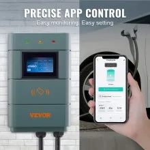 VEVOR Level 2 Electric Vehicle Charging Station, 0-48A Adjustable, 11.5 kW 240V NEMA14-50 Plug Smart EV Charger with WiFi, 24-Foot TPE Charging Cable for Indoor/Outdoor Use, ETL & Energy Star Certifie