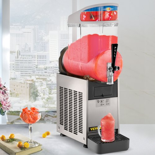 VEVOR Commercial Slushy Machine, 12L/3.2 Gallons Food-Grade PC Tank, 700W 110V, Stainless Steel Margarita Smoothie Frozen Drink Maker, Slushie Machine for Supermarkets Cafes Restaurants Bars Home Use