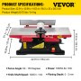 VEVOR Benchtop Jointer, 6in 1650W Electric Wood Planner, 12000rpm 8amp Copper Motor, HSS Precise Blade with 2 Push Blocks & Adjustable Thickness, Large Aluminum Work Table for Wood Cutting
