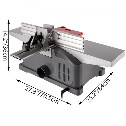 VEVOR Jointers Woodworking 6 Inch Benchtop Jointer 9000 RPM/min Jointer Planer Heavy Duty 1280W Benchtop Planer 156 mm Maximum Planing Width Wood Jointer Benchtop For Wood Cutting Thickness Planer