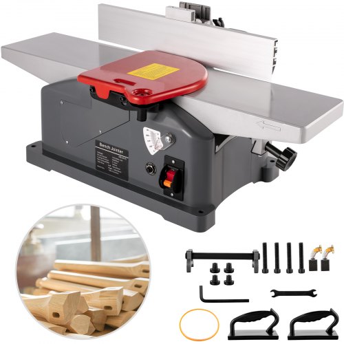 VEVOR Jointers Woodworking 6 Inch Benchtop Jointer 9000 RPM/min Jointer Planer Heavy Duty 1280W Benchtop Planer 156 mm Maximum Planing Width Wood Jointer Benchtop For Wood Cutting Thickness Planer