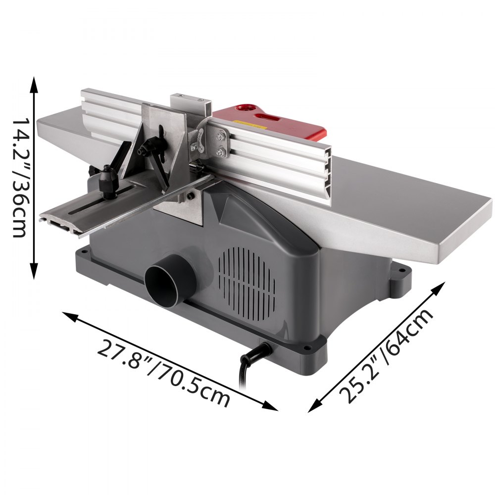 VEVOR Jointers Woodworking 6 Inch Benchtop Jointer 9000 RPM/min Jointer Planer Heavy Duty 1280W Benchtop Planer 156 mm Maximum Planing Width Wood Jointer Benchtop For Wood Cutting Thickness Planer