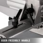 close-up view of the user-friendly handle on the VEVOR benchtop jointer.