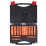 VEVOR woodworking tools set with various orange measuring blocks in a black case with red latches.