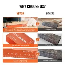 VEVOR Setup Blocks Woodworking Tools, 16-Piece, Precision Height Gauge Block Set, with Clearly Laser Engraved Size Markings and Storage Case, Aluminum Setup Bars for Router and Table Saw Accessories