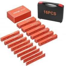 VEVOR Setup Blocks Woodworking Tools, 16-Piece, Precision Height Gauge Block Set, with Clearly Laser Engraved Size Markings and Storage Case, Aluminum Setup Bars for Router and Table Saw Accessories