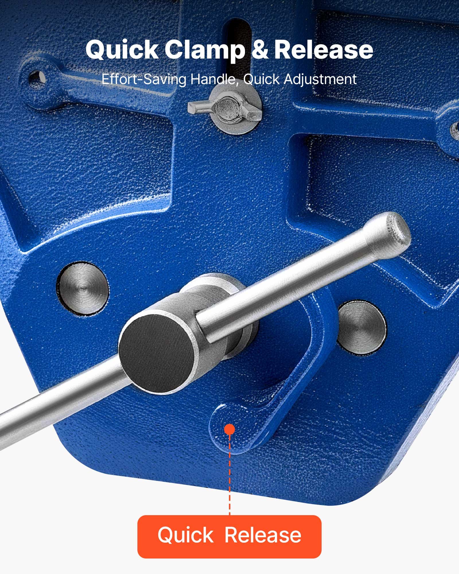 VEVOR Woodworking Vise, 7 Inch Jaw Width, Quick Release Wood Bench Vise, 8 Inch Max Jaw Opening, Heavy-duty Cast Iron Construction, Workbench Vice with Adjustable Front Stop, for Woodworking Drilling