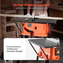 VEVOR Table Saw with Stand, 1800 W Portable Compact Tablesaw, 254 MM Saw Blade O.D, 200 MM Max. Cutting Capacity, 4800 RPM Cutting Speed, With 24-tooth Saw Blade, for Diy Woodworking & Furniture Making