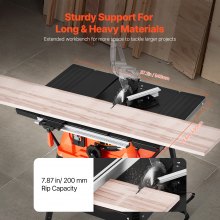 VEVOR Table Saw with Stand, 1800 W Portable Compact Tablesaw, 254 MM Saw Blade O.D, 200 MM Max. Cutting Capacity, 4800 RPM Cutting Speed, With 24-tooth Saw Blade, for Diy Woodworking & Furniture Making