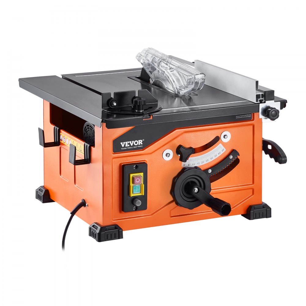 VEVOR Table Saw for Jobsite, 210 mm, 1200W Portable Compact Tablesaw, 225mm Max Rip Capacity, 4800RPM Cutting Speed, with 24 Teeth Saw Blade, Sliding Miter Gauge, for DIY Woodworking Furniture Making