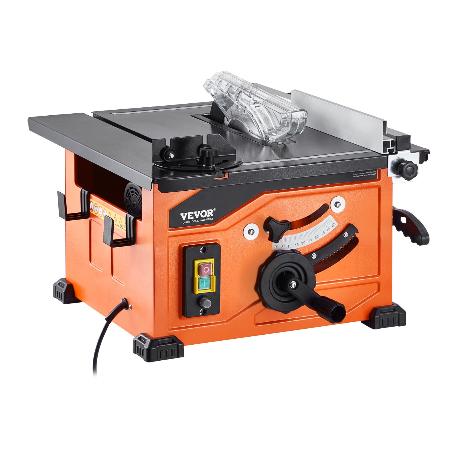 VEVOR Table Saw for Jobsite, 210 mm, 1200W Portable Compact Tablesaw, 225mm Max Rip Capacity, 4800RPM Cutting Speed, with 24 Teeth Saw Blade, Sliding Miter Gauge, for DIY Woodworking Furniture Making