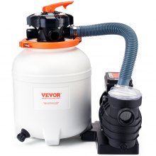 Vevor Sand Filter Pump For Above Ground Pools, 12-inch Sand Filter Tank,10000 L/h Flow, 0.5HP 285W Swimming Pool Pumps System & Filters Combo Set With 6-way Multi-port Valve & Strainer Basket, For Domestic And Commercial Pools