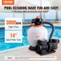 Bomba de filtro de areia para piscina VEVOR acima do solo, tanque de filtro de areia de 14 polegadas, fluxo de 13.000 L/H, sistema de bomba de piscina de 0,75 HP e 450 W de potência e pacote combinado de filtro com válvula multiportas de 6 vias e cesto de filtro para piscinas residenciais e comerciais