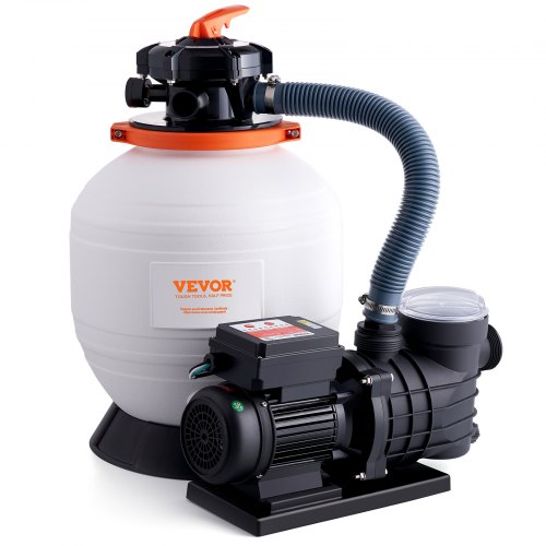 VEVOR Sand Filter Pump for Above Ground Pools, 350 mm, 13,000 L/H, 450W Swimming Pool Pumps System & Filters Combo Set with 6-Way Multi-Port Valve & Strainer Basket, for Domestic and Commercial Pools