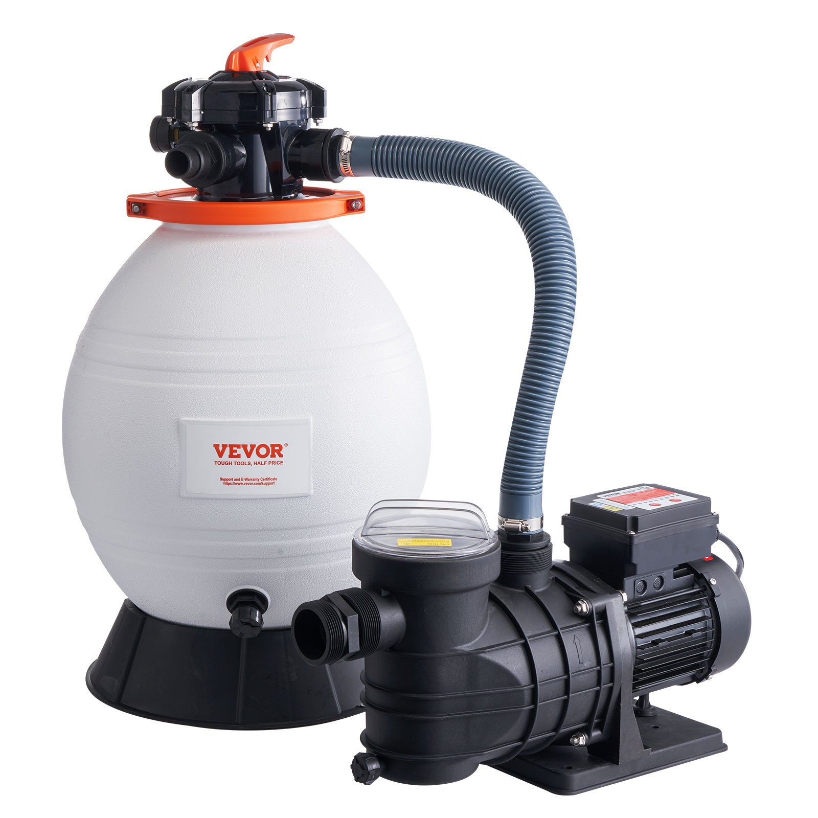 VEVOR Sand Filter Pump for Above Ground Pools, 16-inch, 3500 GPH, 1 HP Swimming Pool Pumps System & Filters Combo Set with 6-Way Multi-Port Valve and Strainer Basket, for Domestic and Commercial Pools