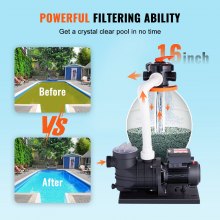 VEVOR Sand Filter Above Ground with 850W Pool Pump 18,000 L/H Flow 6-Way Valve