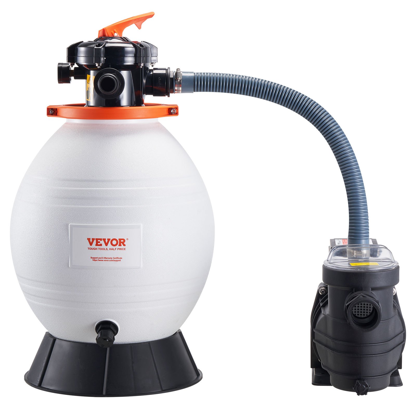 VEVOR Sand Filter Pump for Above Ground Pools, 400 mm, 18,000 L/H, 850W Swimming Pool Pumps System & Filters Combo Set with 6-Way Multi-Port Valve and Strainer Basket, for Domestic and Commercial Pools