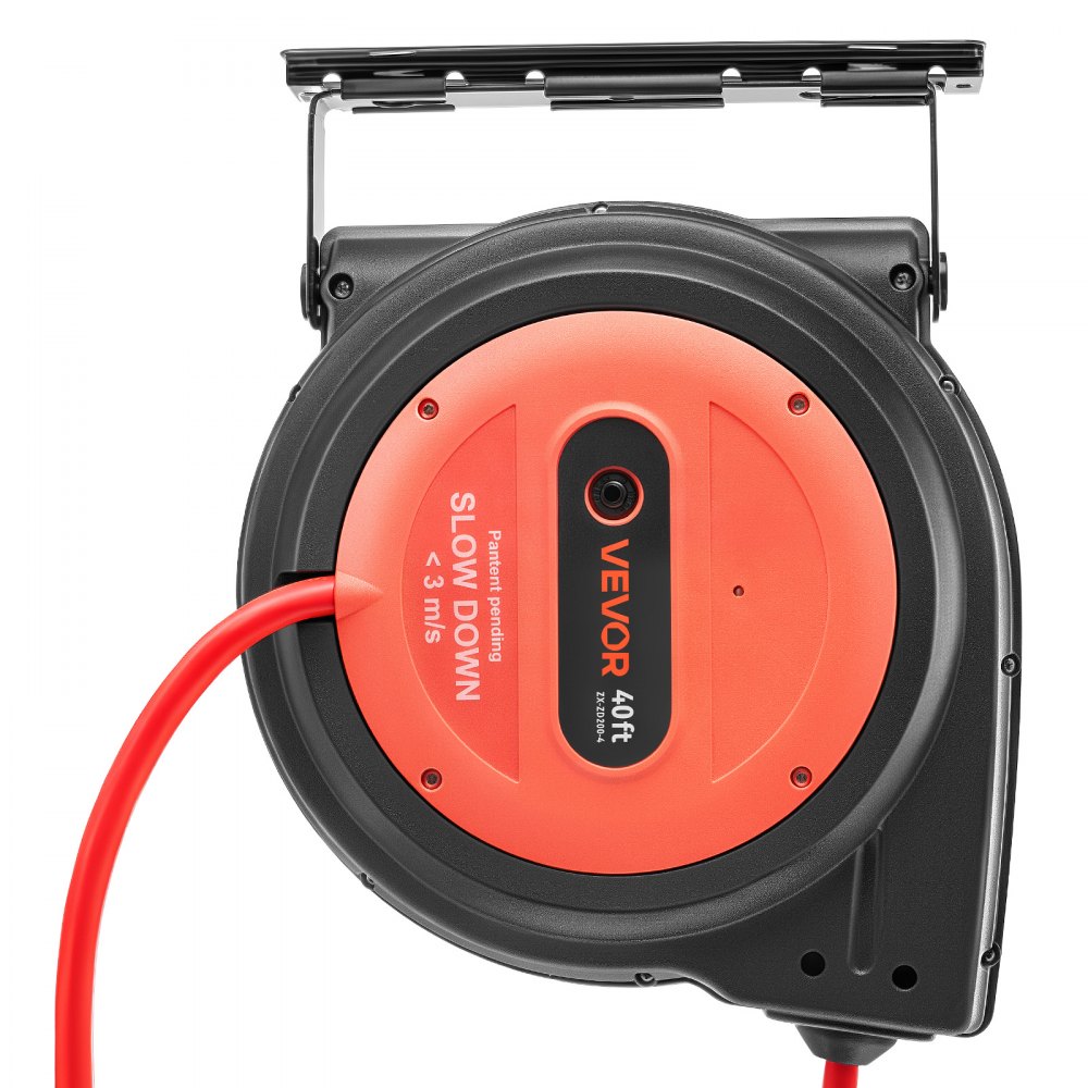 VEVOR 40FT Retractable Extension Cord Reel, Damped Slow Retraction System, 10AWG/3C Heavy Duty Power Cord 2500W, 4 Outlets, 20A Circuit Breaker, Ceiling/Wall Mount for Garage/Shop, ETL Listed, Red