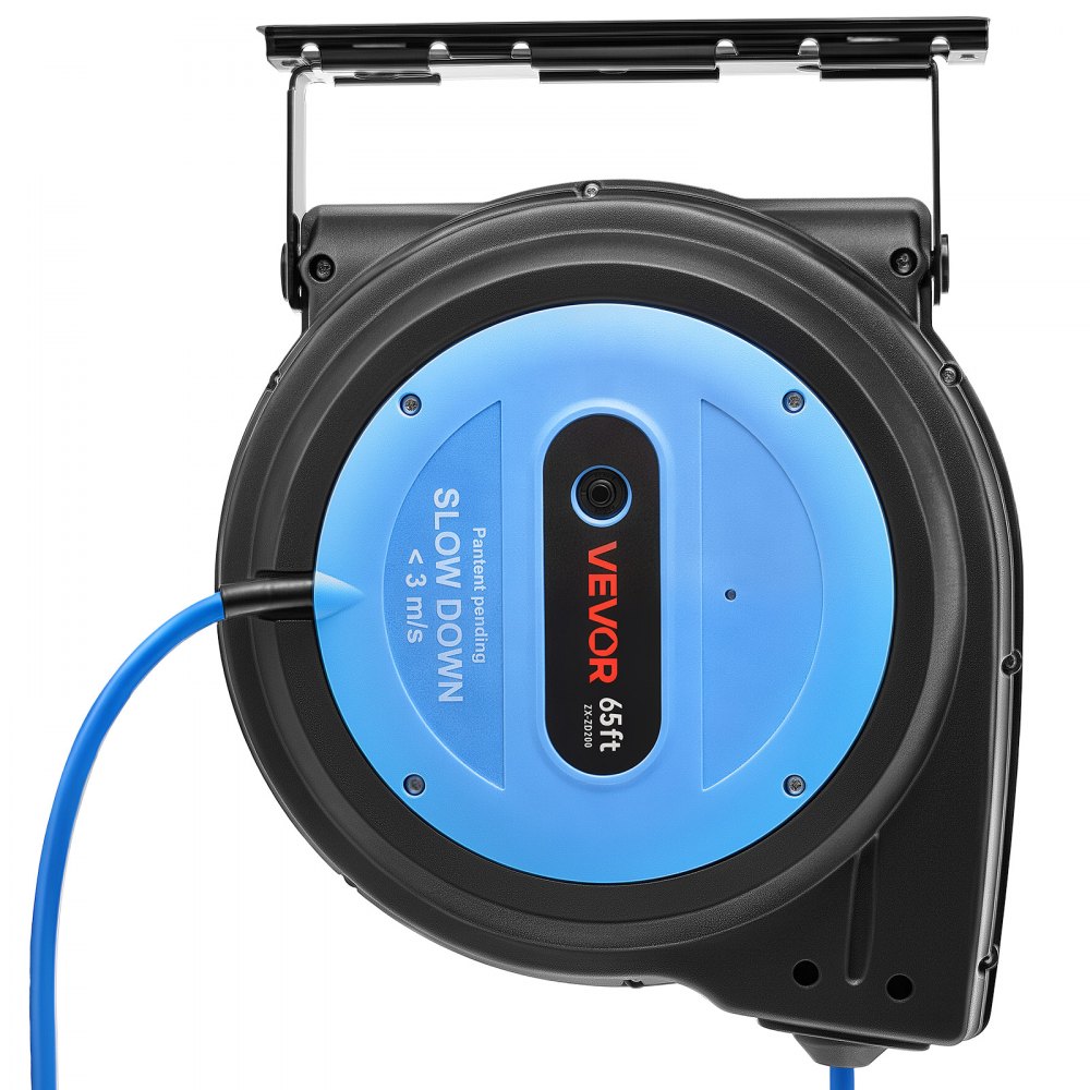 VEVOR 65FT Retractable Extension Cord Reel, Damped Slow Retraction System, 12AWG/3C Heavy Duty Power Cord, Lighted Triple Tap, 15A Circuit Breaker, Ceiling/Wall Mount for Garage/Shop, ETL Listed, Blue