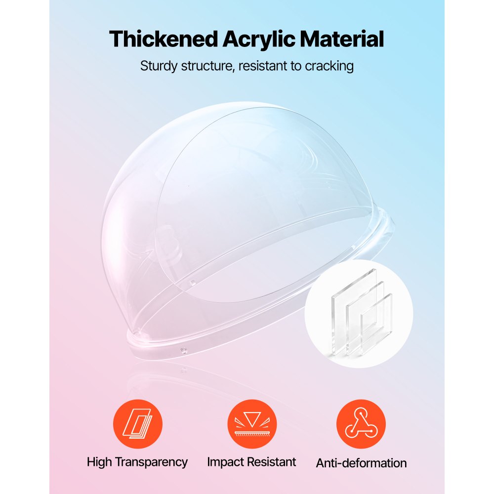 VEVOR Cotton Candy Machine Cover, Transparent Acrylic Dome Bubble Shield, Cotton Candy Machine Bubble Shield Compatible with 52cm Cottons Candies Machines Bowl for Party, Shops, Bottom Groove Design