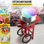 VEVOR Röd kommersiell sockervaddsmaskin med vagn 220V rostfritt stål Elektrisk Candy Floss Maker med Cart Floss Machine Cart Perfekt för olika fester