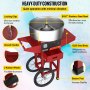 VEVOR Červený komerčný stroj na cukrovú vatu s vozíkom Elektrický výrobník cukrovej vaty 220 V z nehrdzavejúcej ocele s vozíkom Košík na výrobu cukrovej nite Perfektný na rôzne večierky