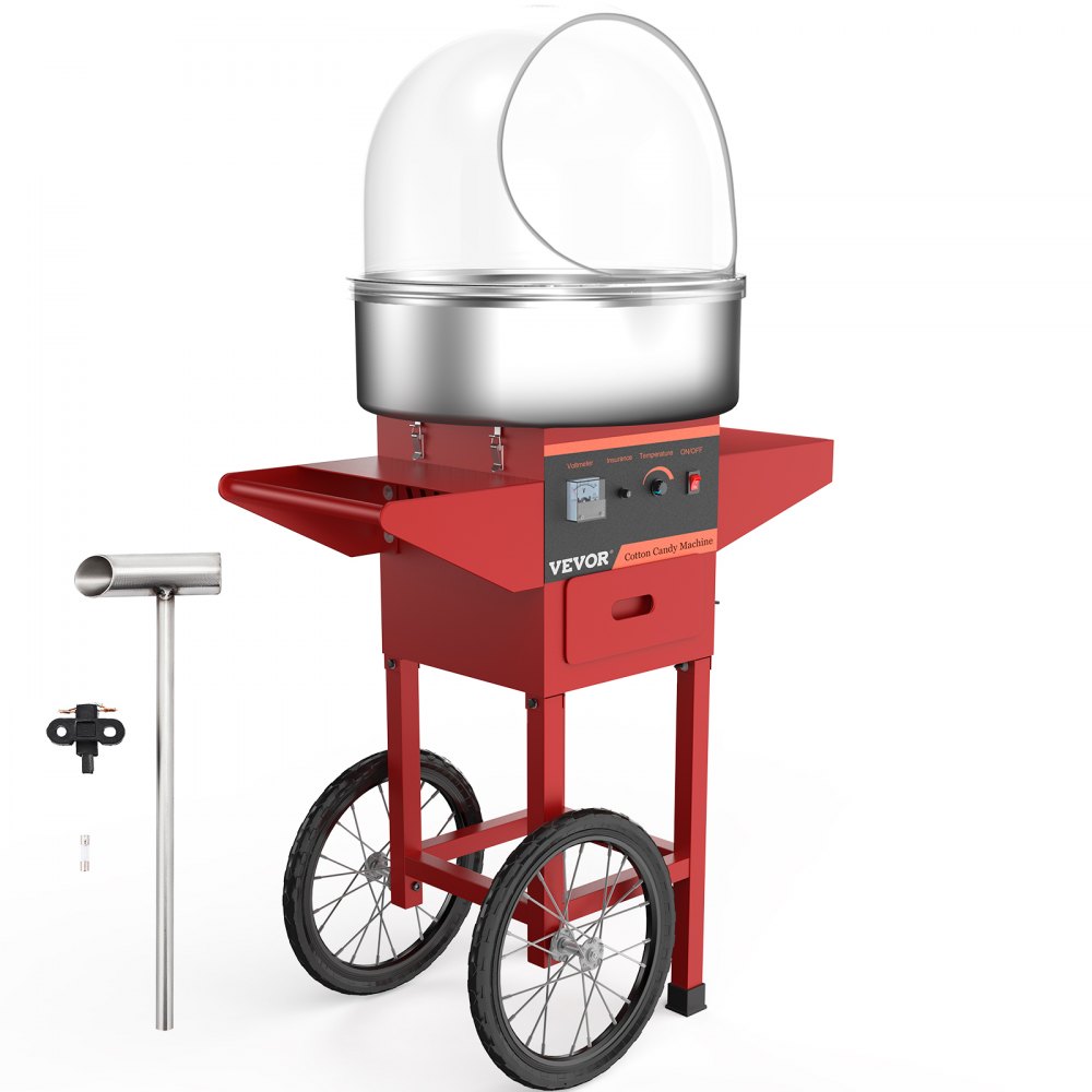 Mașină de vată de zahăr cu cărucior și capac Mașină comercială de ață dentară din oțel inoxidabil