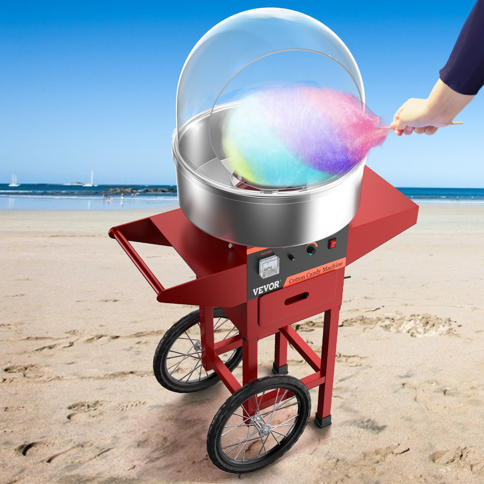 Cotton Candy Machine W/ Cart & Cover Stainless Steel Commercial Floss Maker