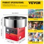VEVOR Commercial Cotton Candy Machine Electric Floss Maker 1030W for Family and Various Party, 20.5 Inch, Red