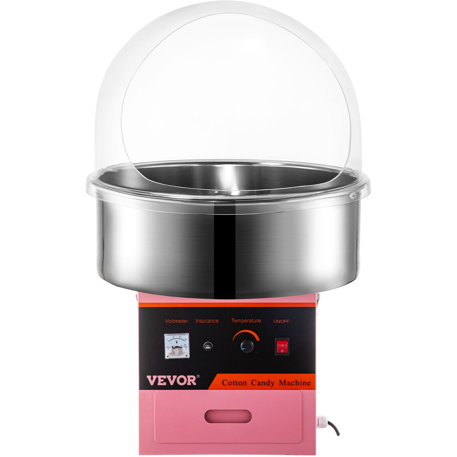 Vevor 1030W Electric Commercial Cotton Candy Maker Fairy Floss Machine with Cover