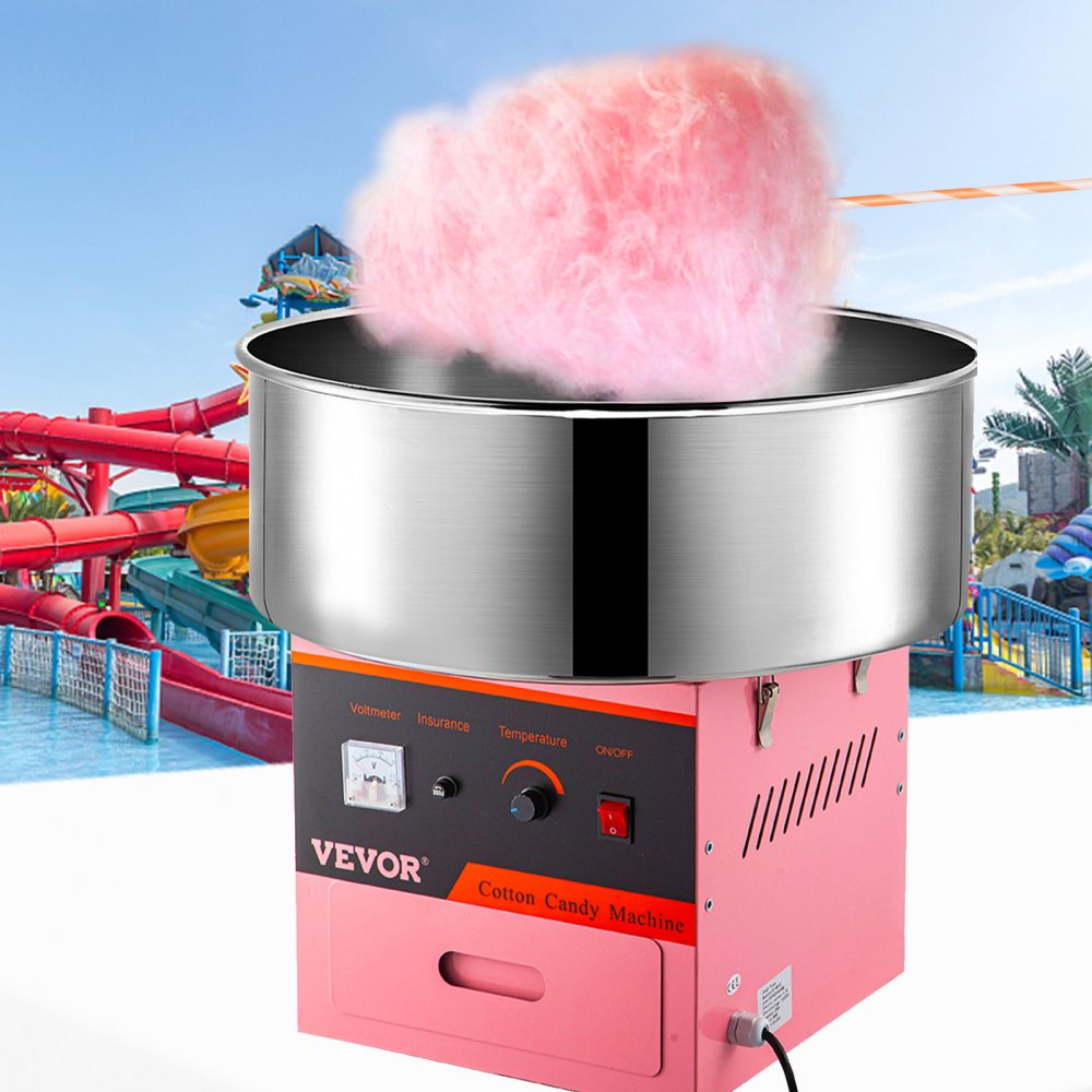 VEVOR Candy Floss Maker Cotton Candy Machine 21 Inch Stainless Steel Bowl Candy Floss Makers for Children with Stainless Steel Tray and Scoop Party Home Commercial Use
