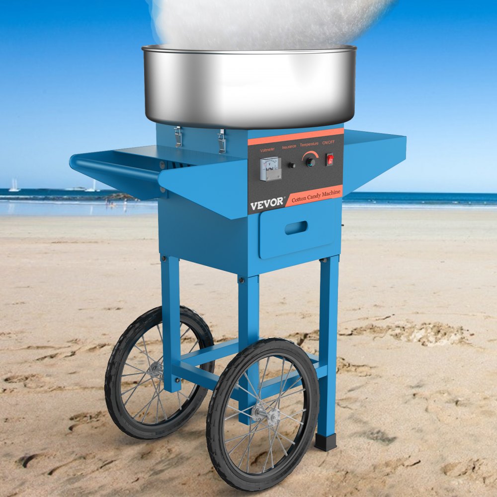 VEVOR Cotton Candy Machine with Cart Commercial Floss Maker Perfect for Family and Various Party, 19.7 Inch, Blue