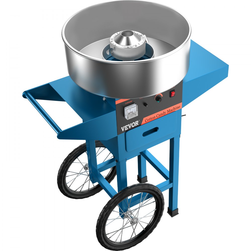 VEVOR Cotton Candy Machine with Cart Commercial Floss Maker Perfect for Family and Various Party, 19.7 Inch, Blue