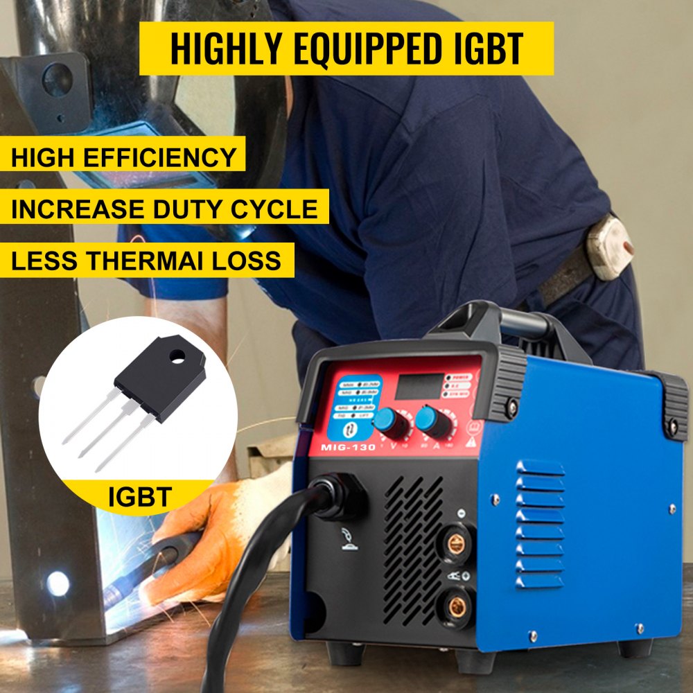 VEVOR MIG Welder Welding Machine 130A Flux Core 3 in 1 MMA/ MIG/ LIFT TIG Welder