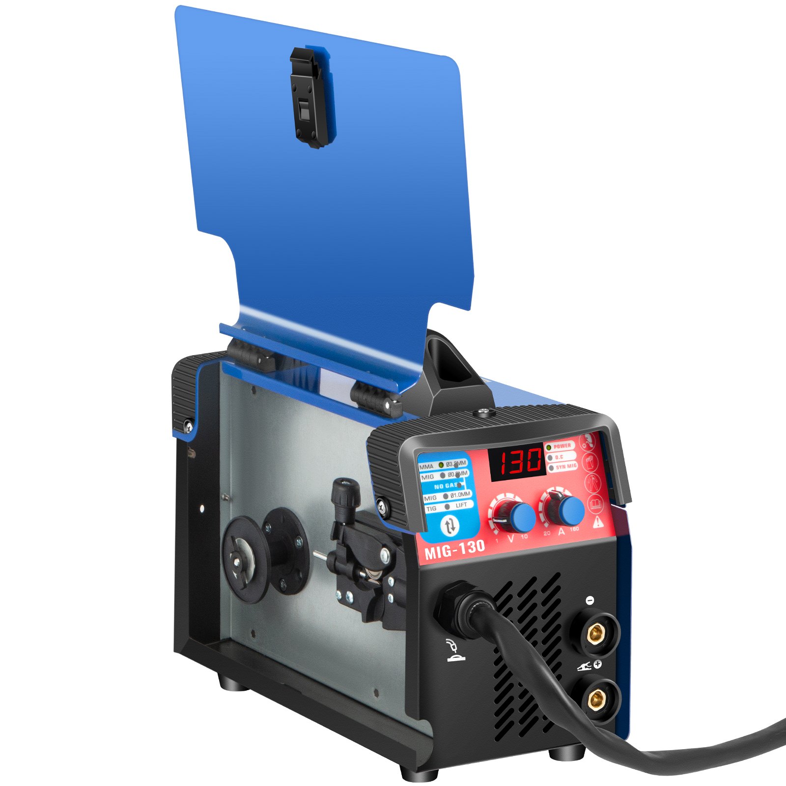 VEVOR MIG Welder, 130A Welding Machine, 3 in 1 Combo MMA/MIG/LIFT TIG Welder Machine, Flux Core Welder, MIG-130 Portable Welding Machine, mig welding equipment with 1 KG Welding Wire Stick Welder