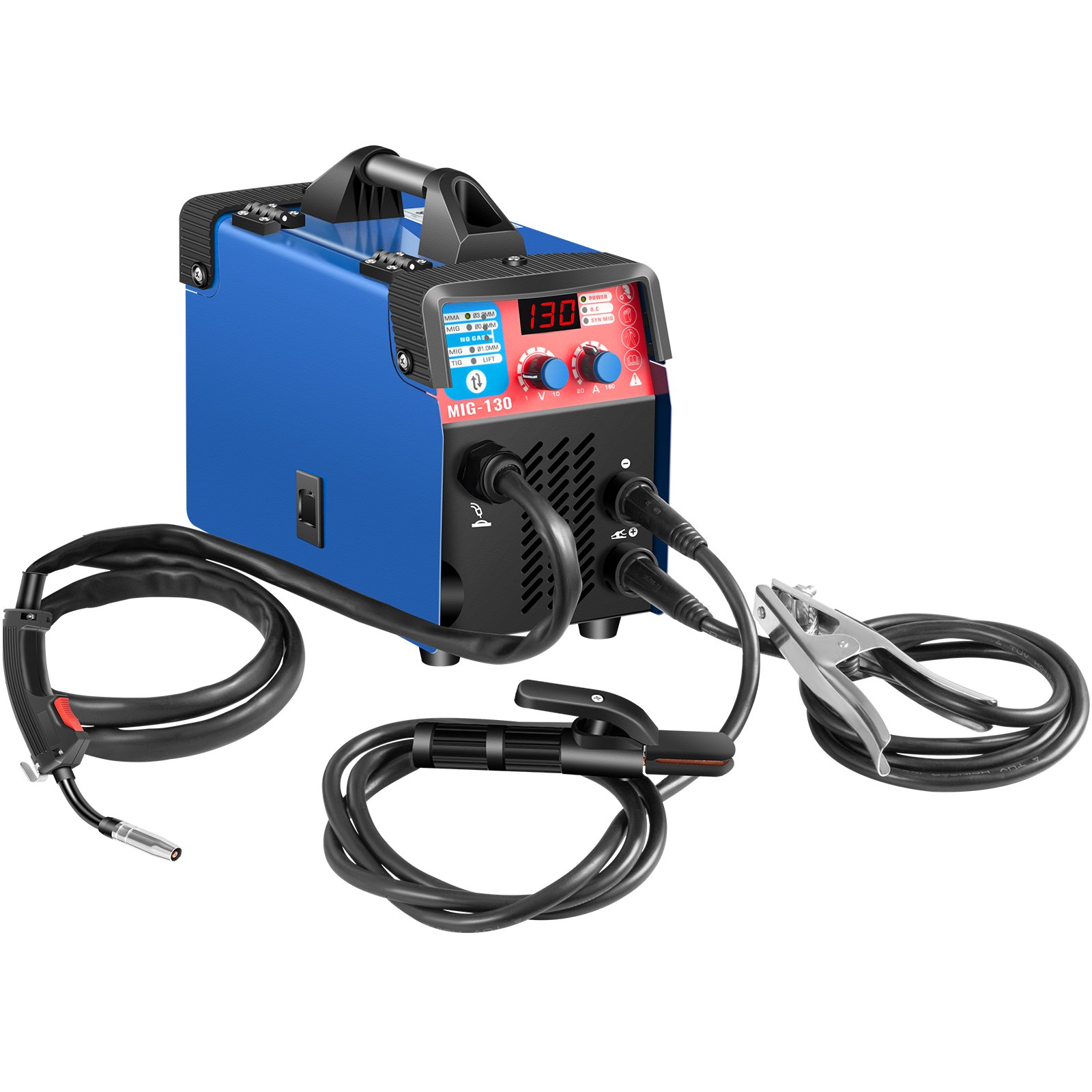 VEVOR MIG Welder, 130A Welding Machine, 3 in 1 Combo MMA/MIG/LIFT TIG Welder Machine, Flux Core Welder, MIG-130 Portable Welding Machine, mig welding equipment with 1 KG Welding Wire Stick Welder