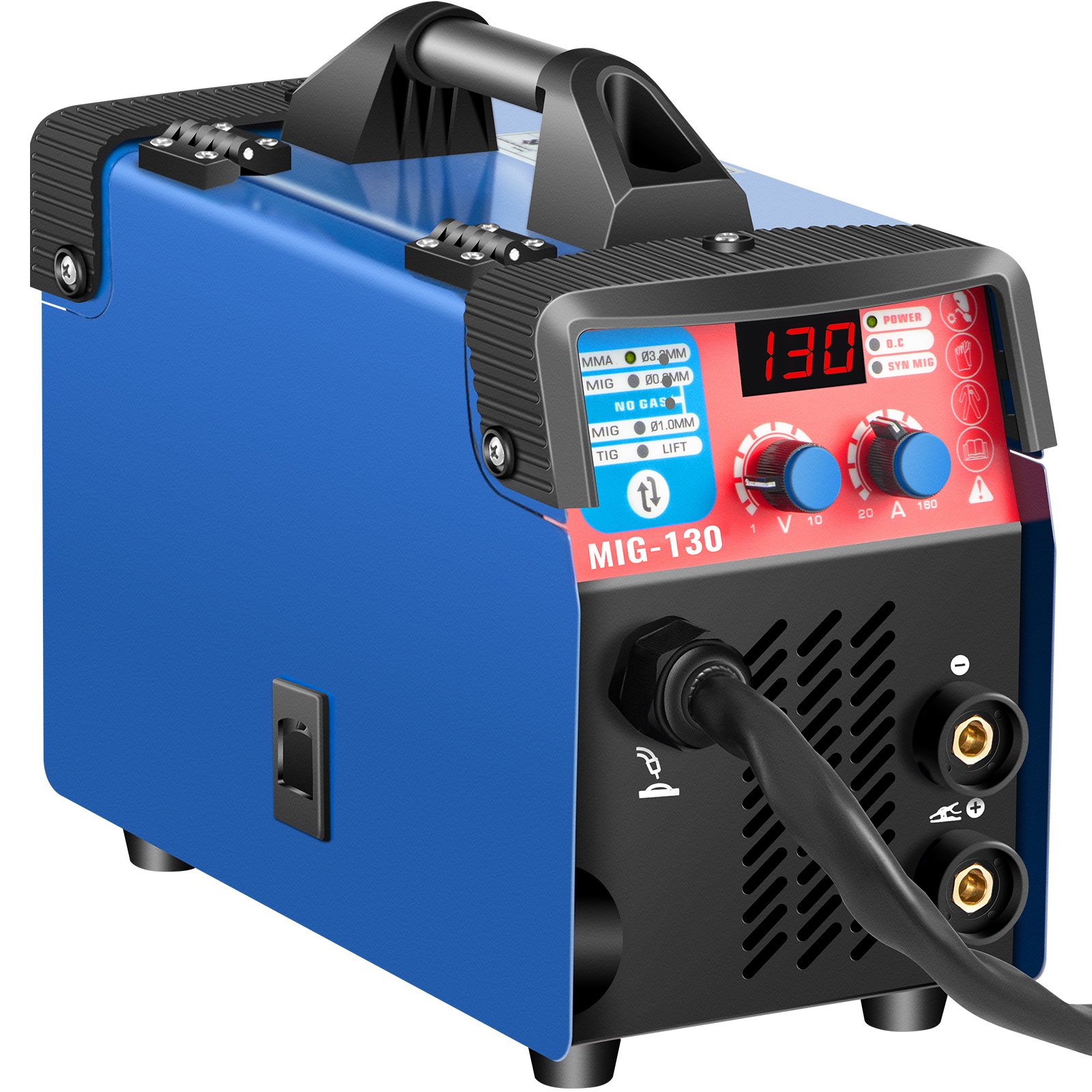 VEVOR MIG Welder, 130A Welding Machine, 3 in 1 Combo MMA/MIG/LIFT TIG Welder Machine, Flux Core Welder, MIG-130 Portable Welding Machine, mig welding equipment with 1 KG Welding Wire Stick Welder