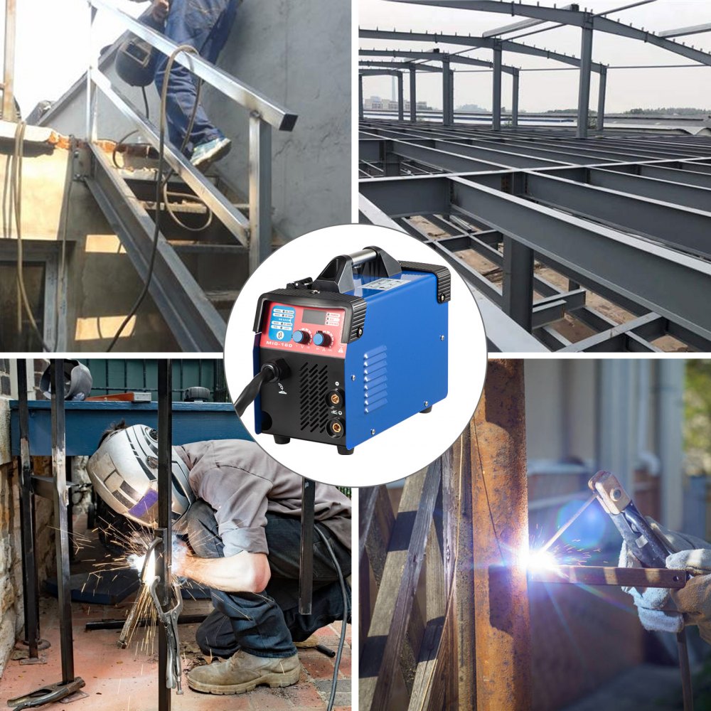 VEVOR MIG Welder, 160A Welding Machine, 3 in 1 Combo MMA/MIG/LIFT TIG Welder Machine, Flux Core Welder, MIG 160 Portable Welding Machine, MIG welding equipment with 1 KG Welding Wire Stick Welder