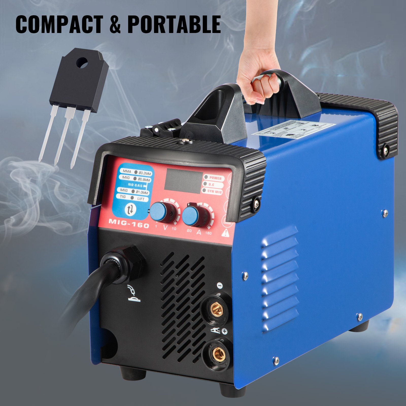 VEVOR MIG Welder, 160A Welding Machine, 3 in 1 Combo MMA/MIG/LIFT TIG Welder Machine, Flux Core Welder, MIG 160 Portable Welding Machine, MIG welding equipment with 1 KG Welding Wire Stick Welder